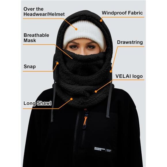 Yatlte Full Face Cover Winter Warm Fleece, Ski Mask Winter  Balaclava Fleece Ski Mask for Men Women Winter Face Masks Windproof Hooded